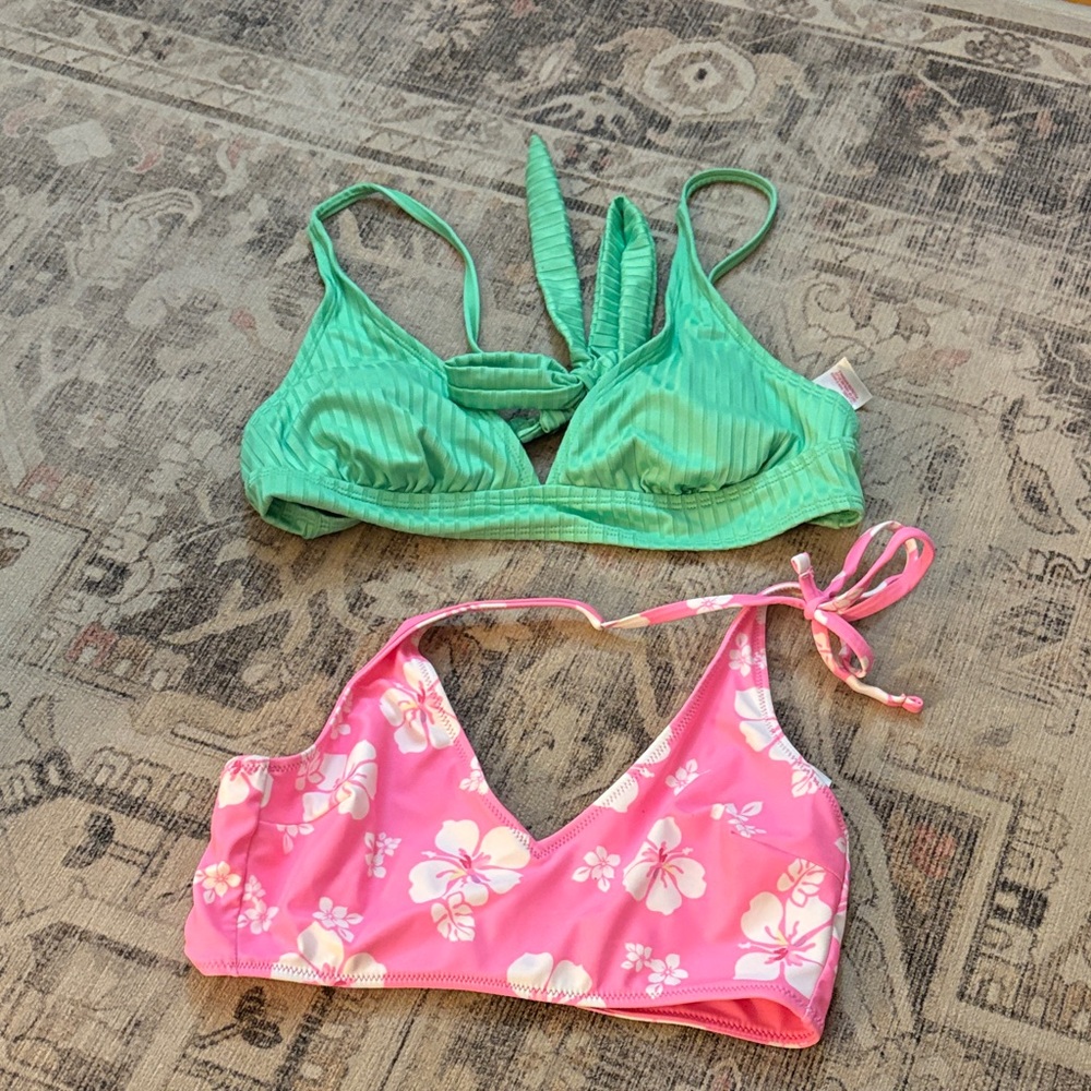 Green and Pink Floral Bikini Tops
